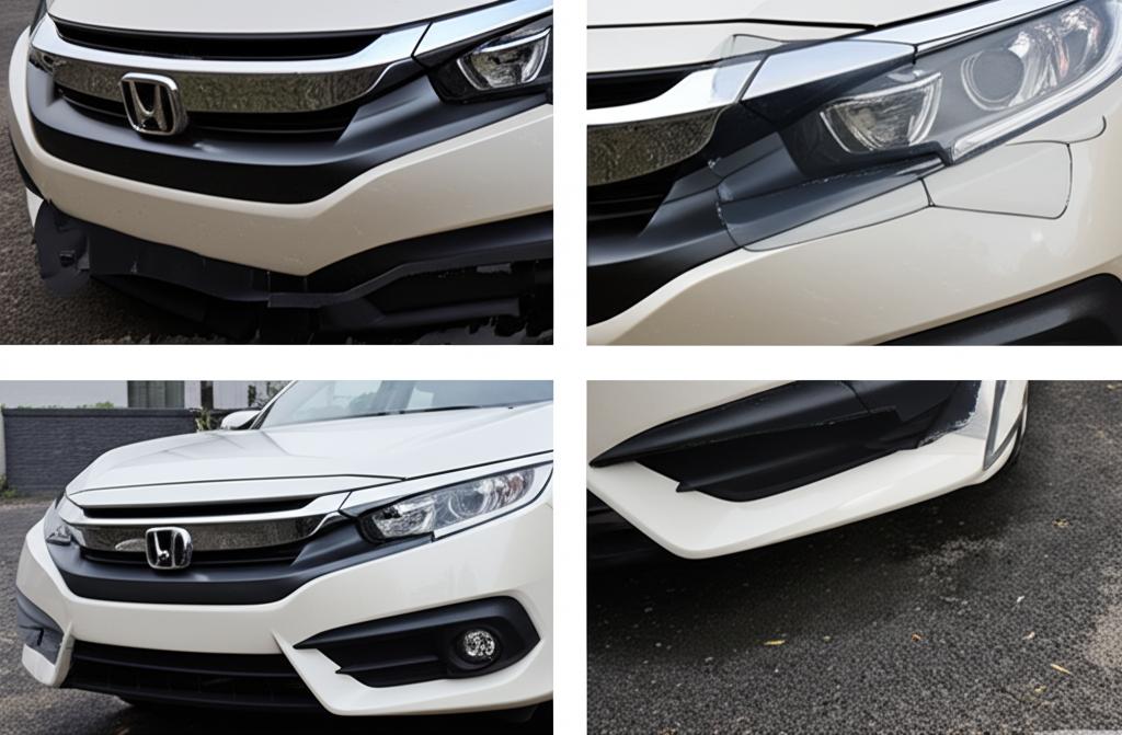 Before and after photo of a Honda Civic with TPU film applied, showing the improved paint condition.