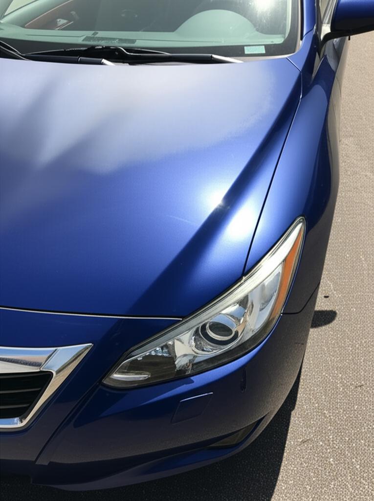 A car parked under strong tropical sun, showing potential paint fade.