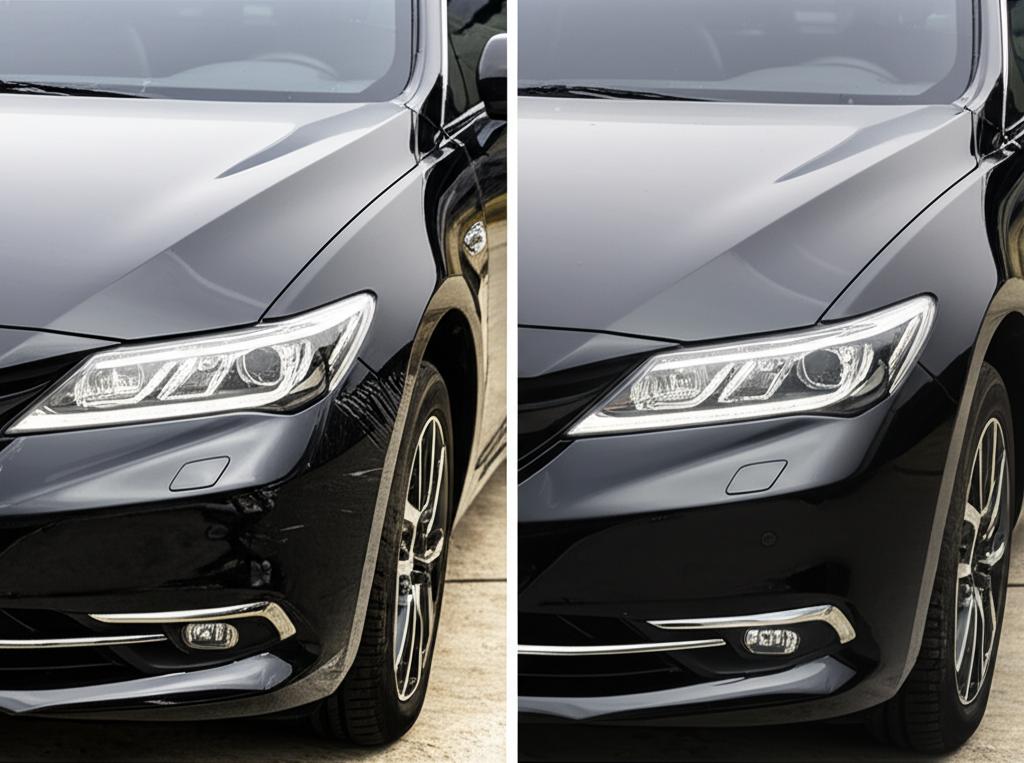 Used car before and after TPU film application