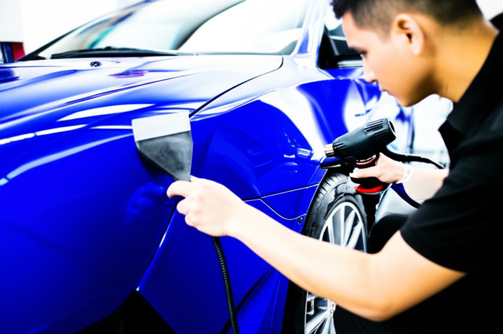 Professional car wrapping installation process