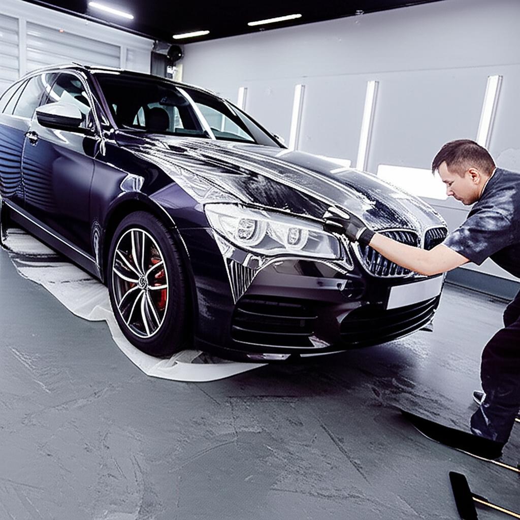 Car being professionally wrapped with TPU film