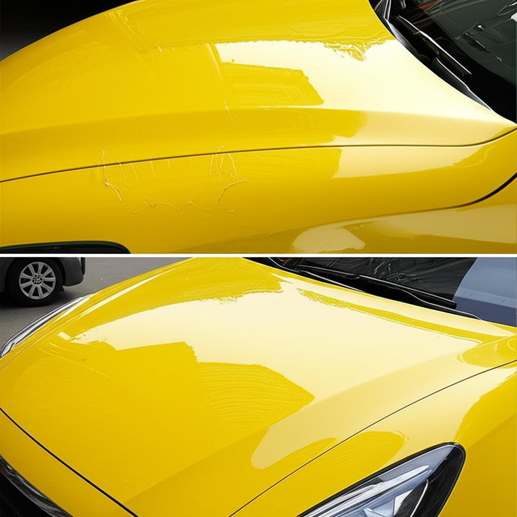 Taxi before and after TPU film wrap