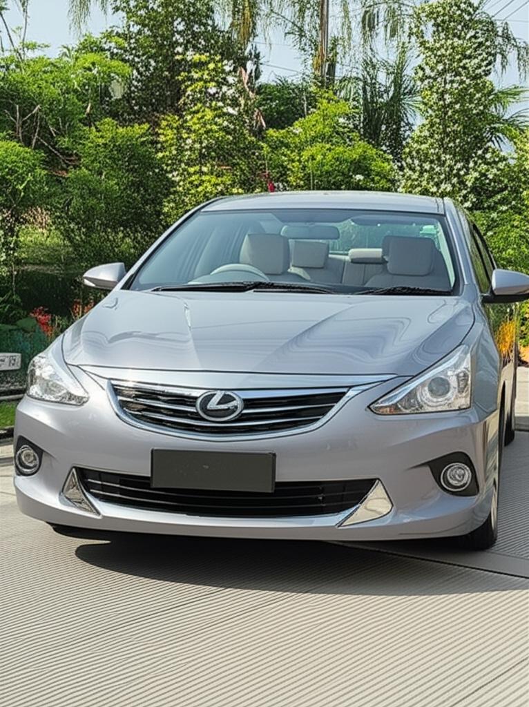 Brand new car parked under bright Thai sun